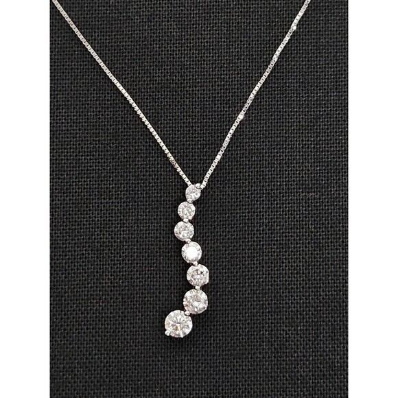 Unbranded Jewelry - 14KT White Gold Journey 1/4 Carat, 7 Diamond Pendant On 20" 585 White Gold Chain